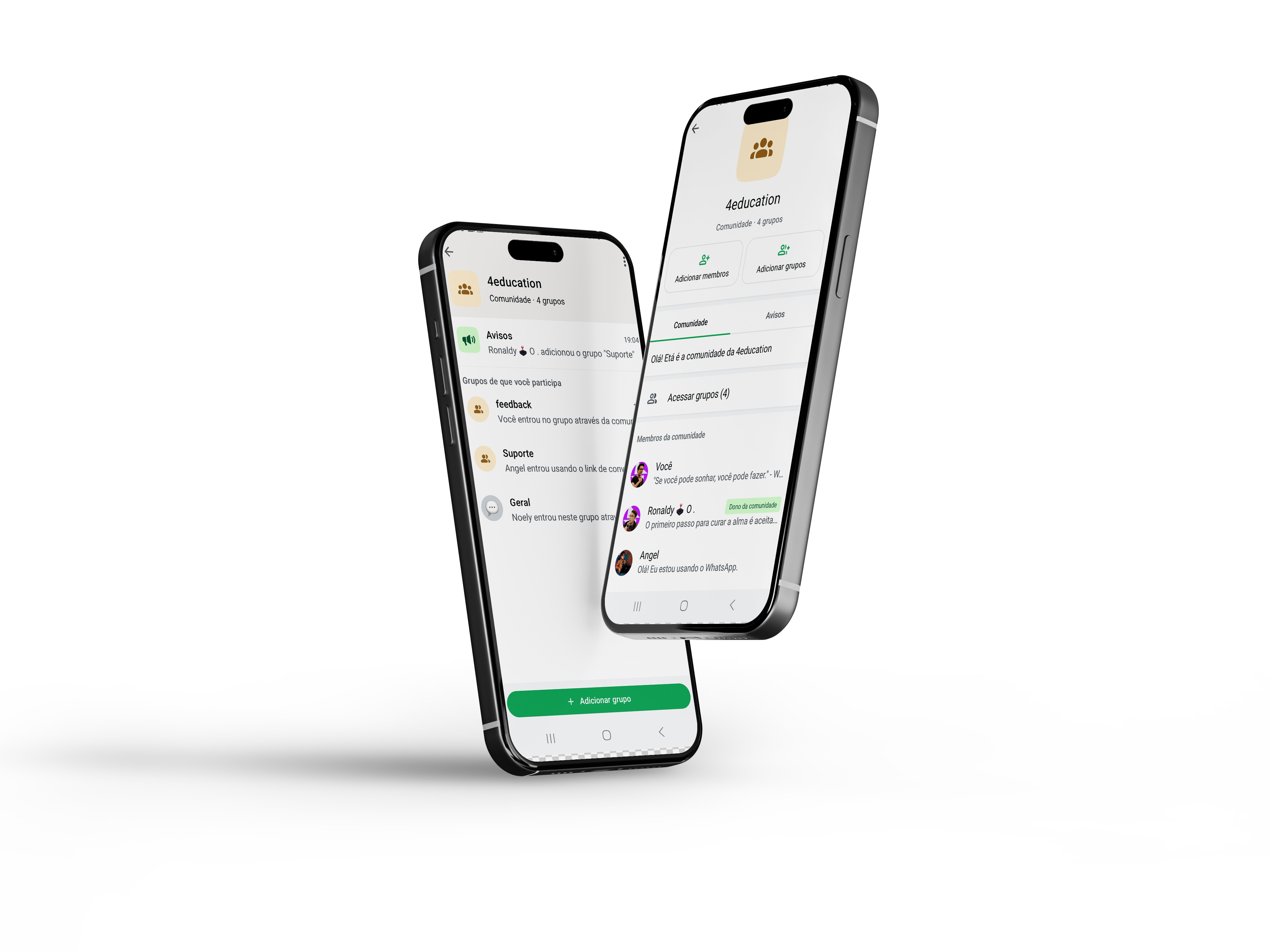 Mockup de celular exibindo a comunidade do WhatsApp